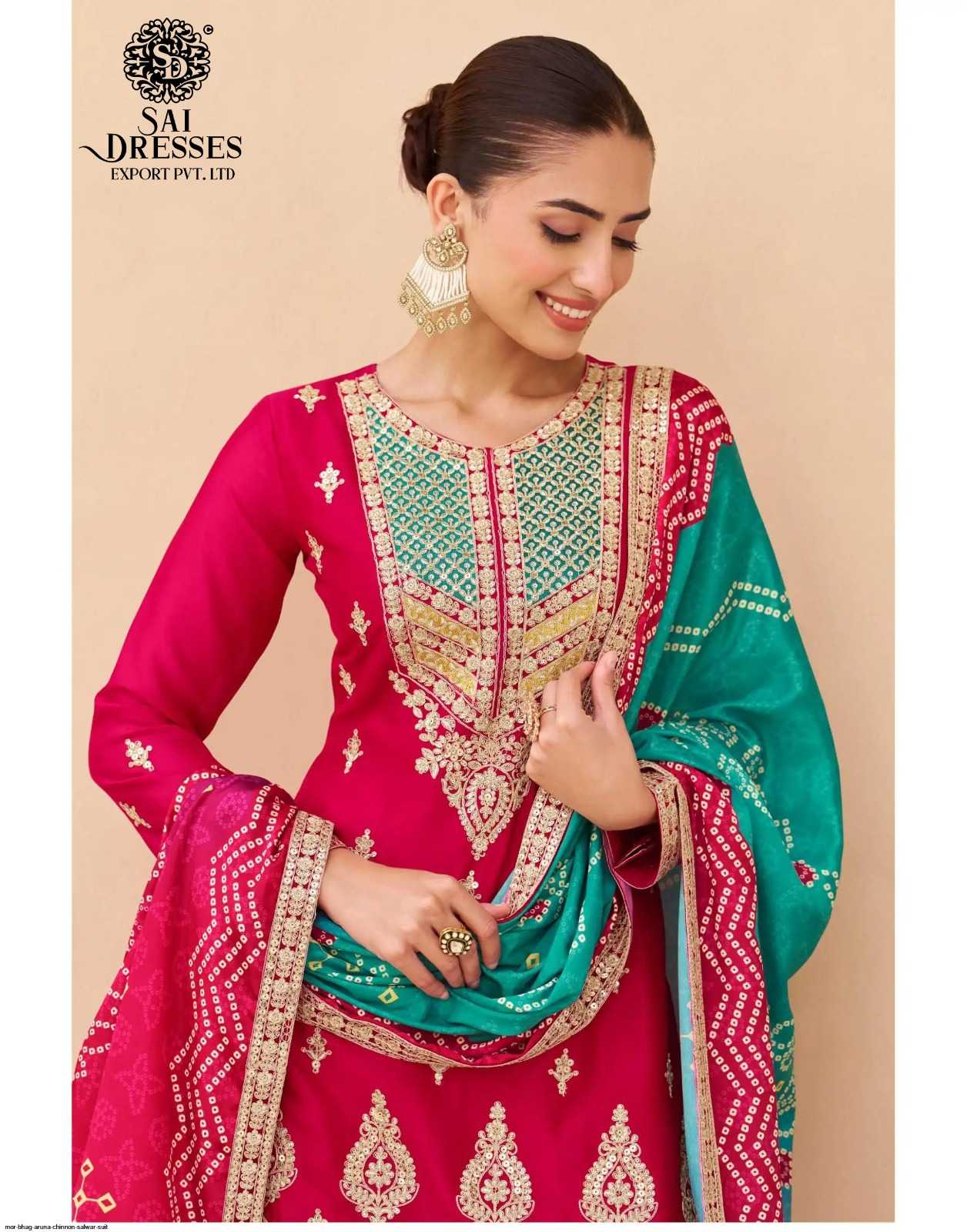 PREMIUM REAL CHINON SILK HEAVY EMBROIDERED KURTI WITH MATCHING SHARARA AND DESIGNER DUPATTA – ELEGANT FESTIVE AND PARTY WEAR COLLECTION