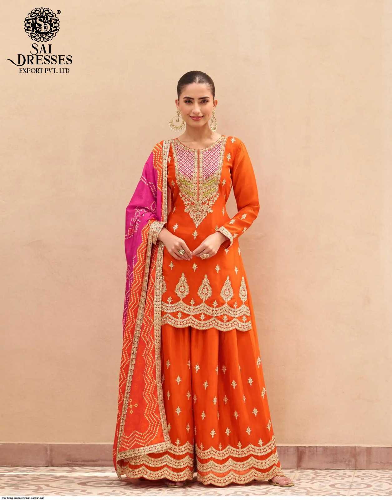 PREMIUM REAL CHINON SILK HEAVY EMBROIDERED KURTI WITH MATCHING SHARARA AND DESIGNER DUPATTA – ELEGANT FESTIVE AND PARTY WEAR COLLECTION