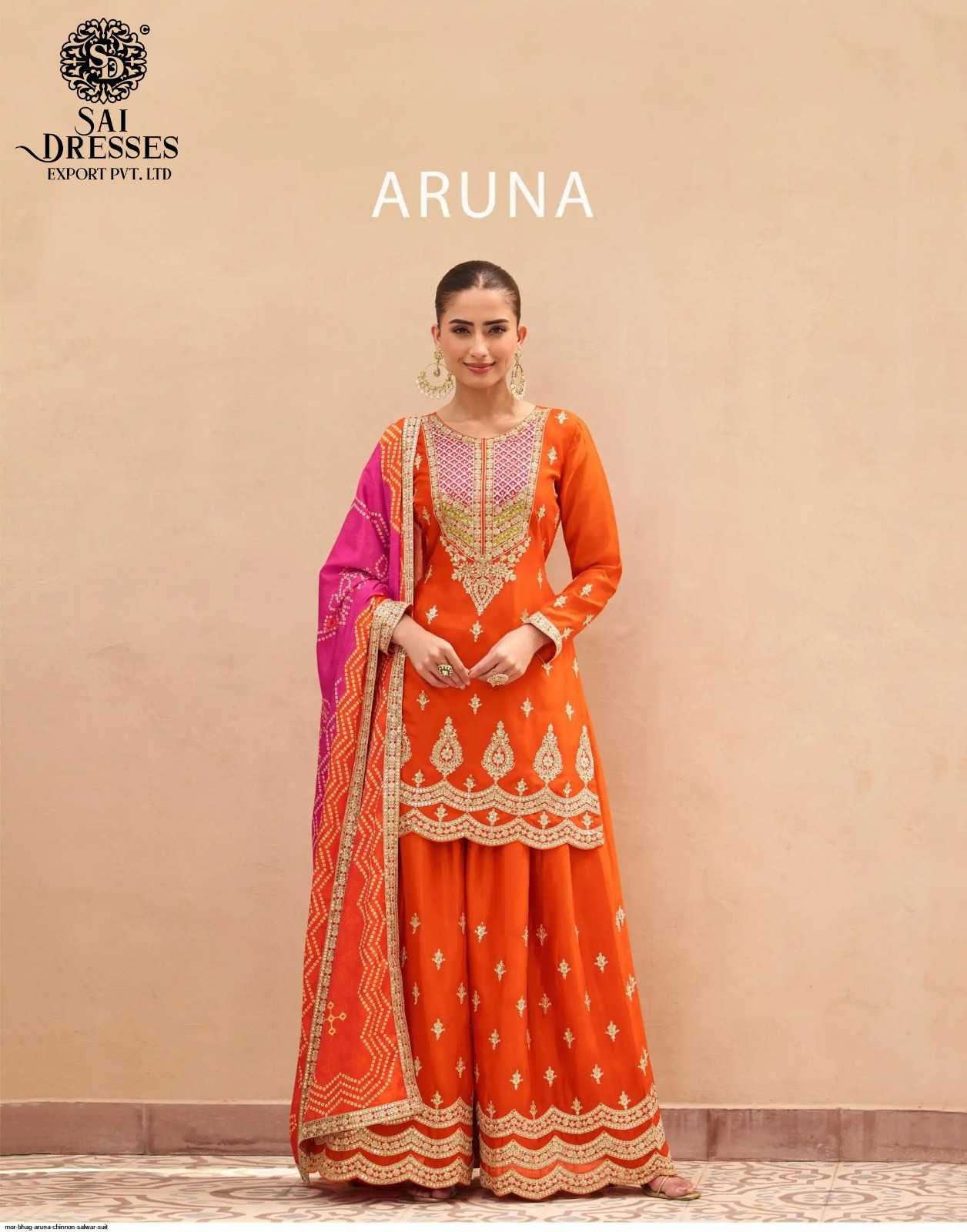 PREMIUM REAL CHINON SILK HEAVY EMBROIDERED KURTI WITH MATCHING SHARARA AND DESIGNER DUPATTA – ELEGANT FESTIVE AND PARTY WEAR COLLECTION