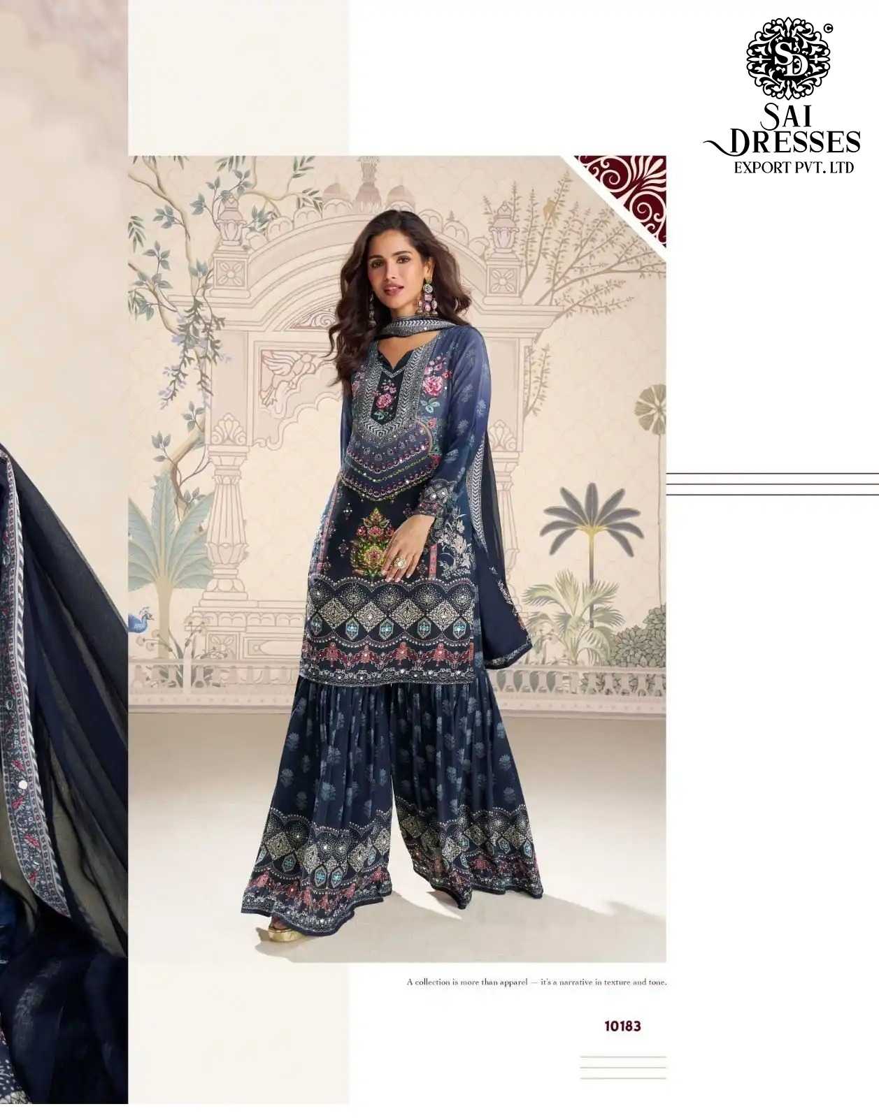 PREMIUM REAL CREPE SILK DIGITAL PRINT AND HEAVY EMBELLISHED KURTI WITH MATCHING SHARARA AND DESIGNER DUPATTA 