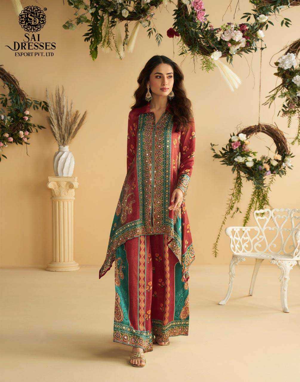 PREMIUM REAL CREPE SILK HEAVY DIGITAL PRINT AND EMBELLISHED KURTI WITH MATCHING BOTTOM  – LUXURY FESTIVE AND PARTY WEAR COLLECTION