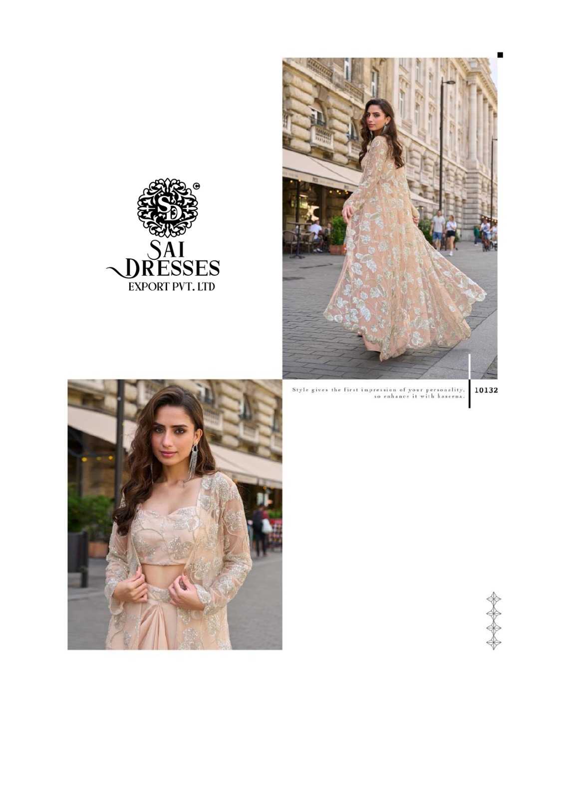 PREMIUM REAL FRENCH CREPE SILK AND NET WITH  EMBROIDERED  INDO WESTERN COLLECTION 