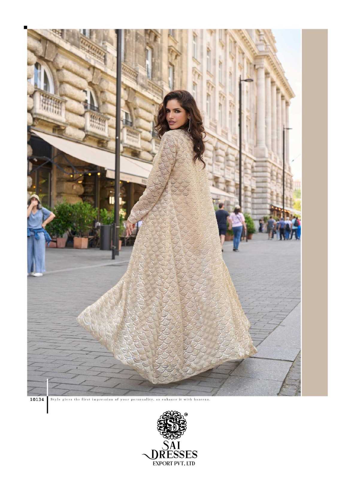 PREMIUM REAL FRENCH CREPE SILK AND NET WITH  EMBROIDERED  INDO WESTERN COLLECTION 