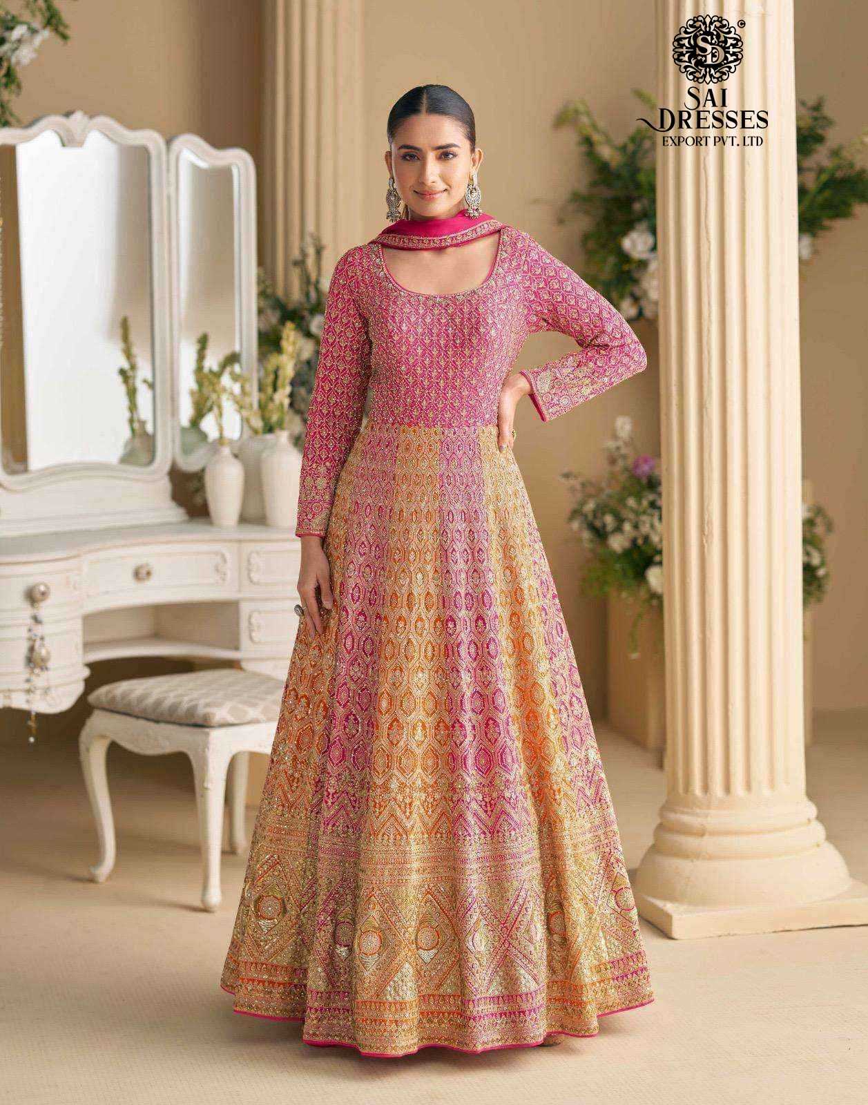 PREMIUM REAL GEORGETTE  ANARKALI STYLE GOWN WITH RICH FESTIVE LOOK AND ELEGANT FALL