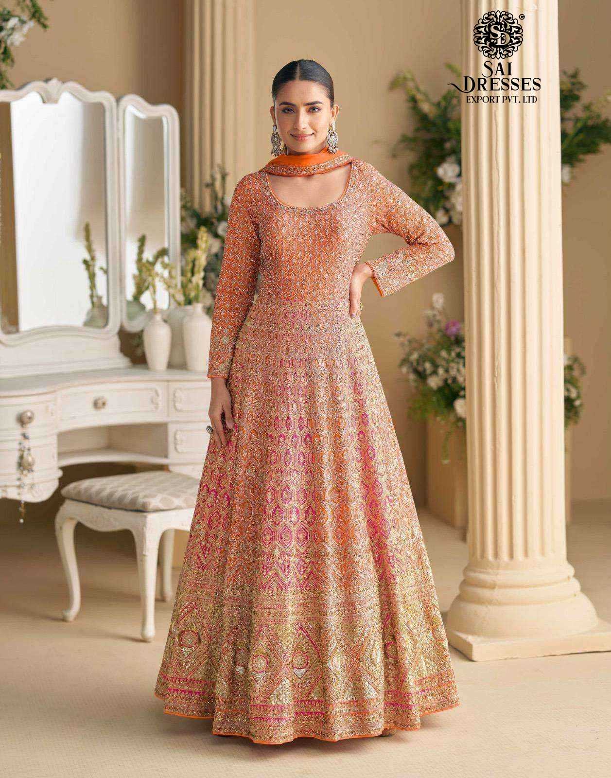 PREMIUM REAL GEORGETTE  ANARKALI STYLE GOWN WITH RICH FESTIVE LOOK AND ELEGANT FALL