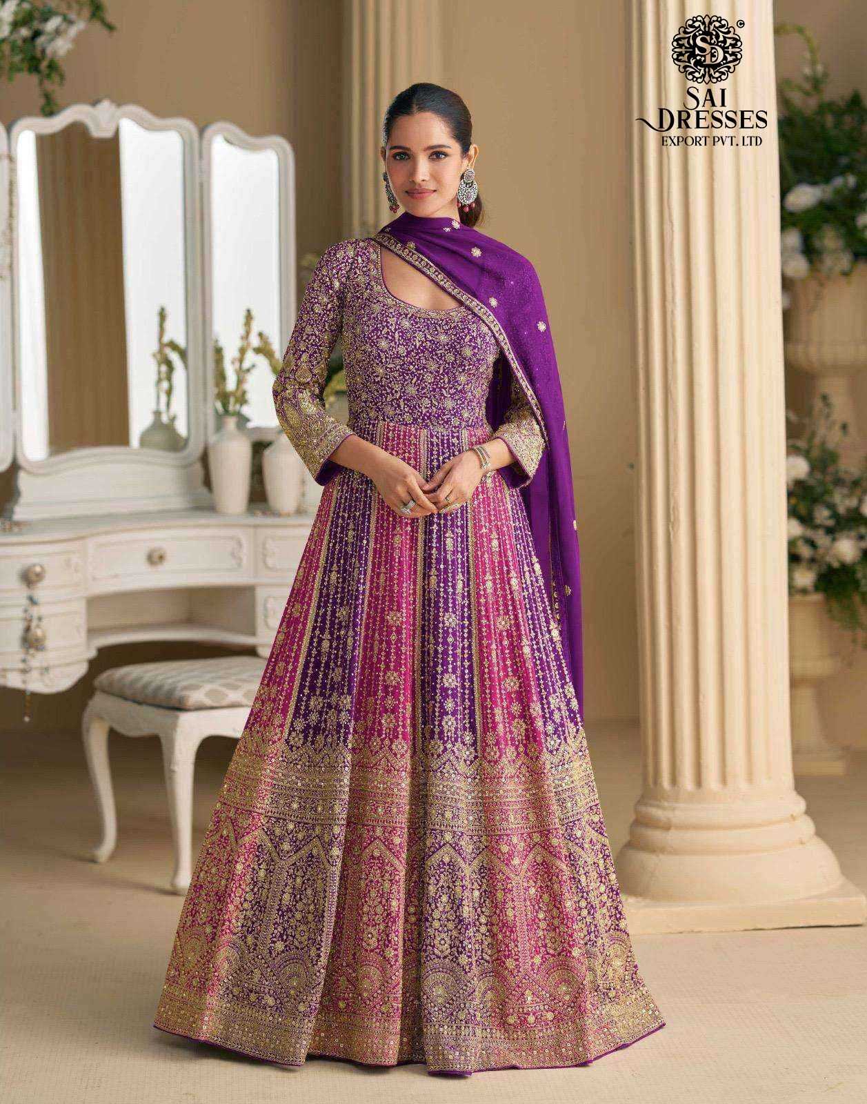 PREMIUM REAL GEORGETTE  ANARKALI STYLE GOWN WITH RICH FESTIVE LOOK AND ELEGANT FALL