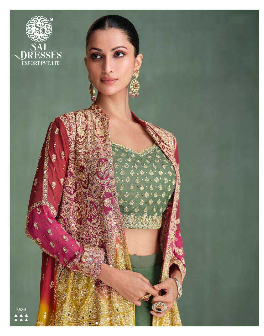 PREMIUM REAL GEORGETTE DESIGNER 3 PIC SET WITH HEAVY EMBROIDERED JACKET AND BLOUSE – LUXURY FESTIVE & WEDDING WEAR BY SAI DRESSES