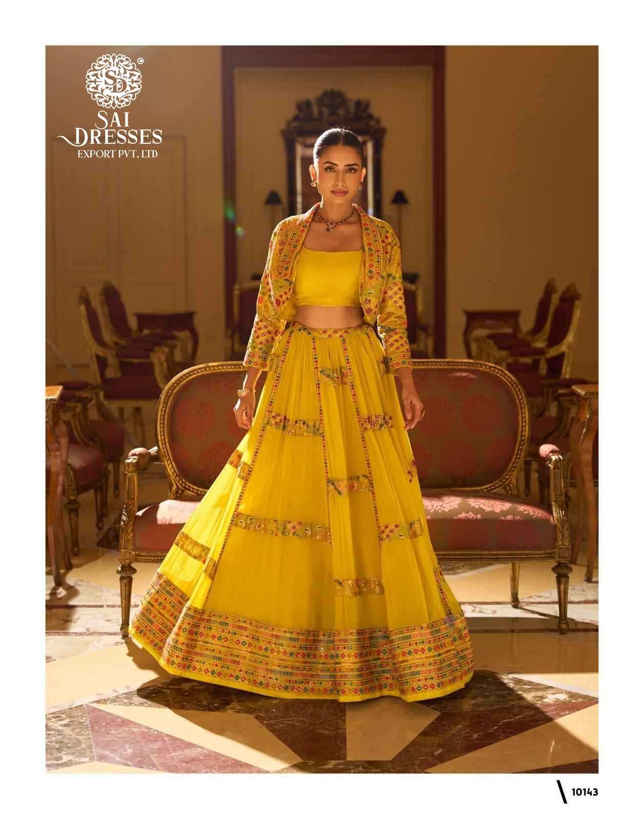 PREMIUM REAL GEORGETTE LHENGHS COLLECTION WITH HEAVY TRADITIONAL EMBROIDERY IN THREE SHADES