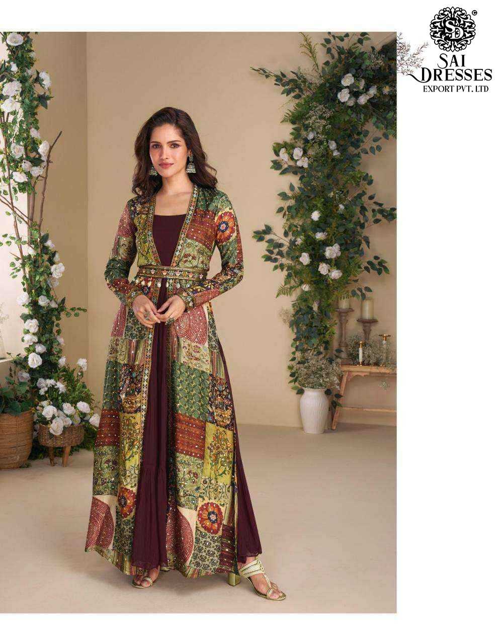 PREMIUM REAL GEORGETTE PRINTED SHRUG PAIRED WITH INNER REAL SILK GOWN – DESIGNER FESTIVE AND PARTY WEAR COLLECTION