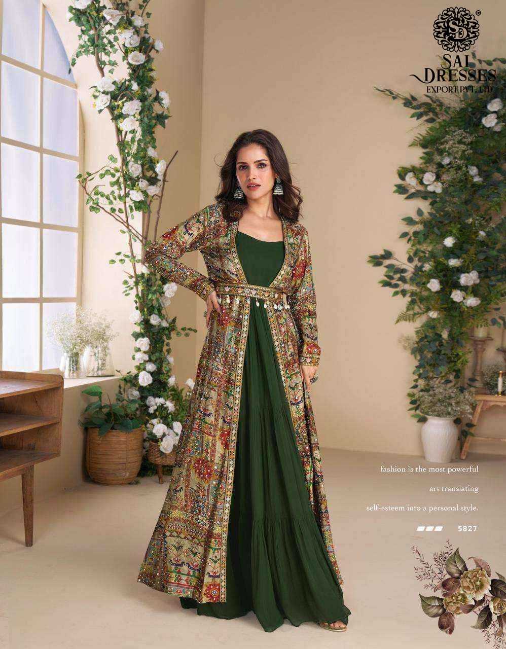 PREMIUM REAL GEORGETTE PRINTED SHRUG PAIRED WITH INNER REAL SILK GOWN – DESIGNER FESTIVE AND PARTY WEAR COLLECTION