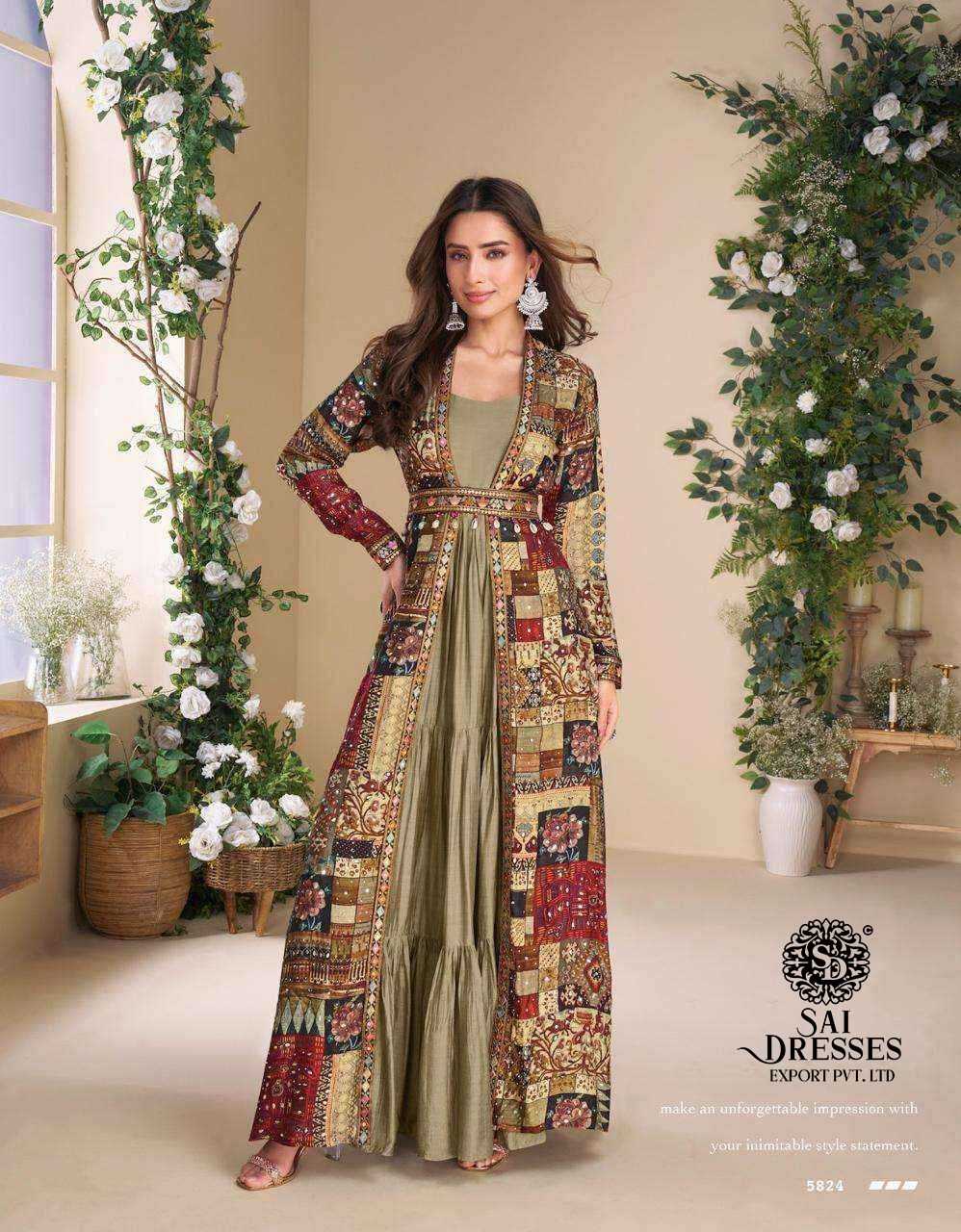 PREMIUM REAL GEORGETTE PRINTED SHRUG PAIRED WITH INNER REAL SILK GOWN – DESIGNER FESTIVE AND PARTY WEAR COLLECTION