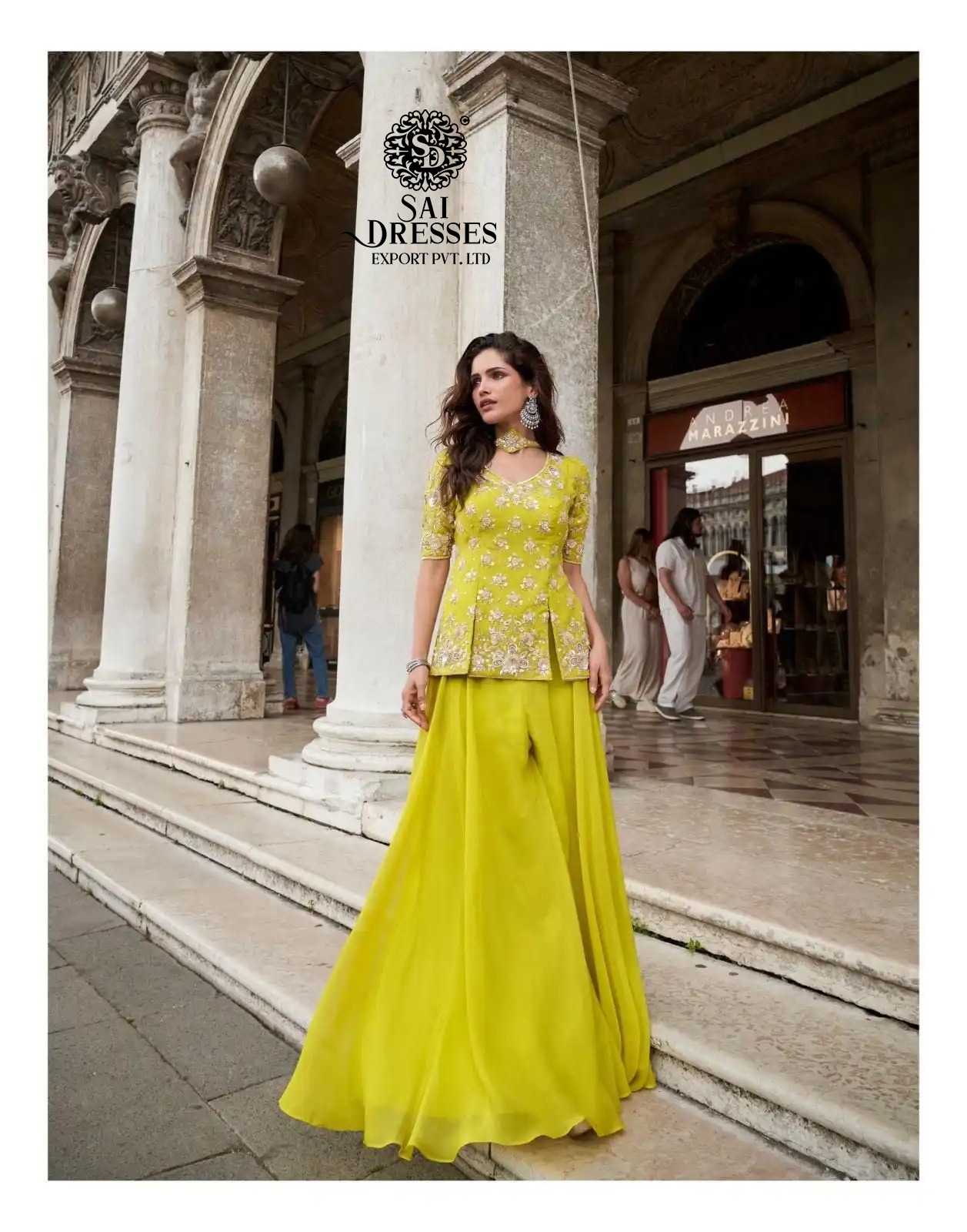 PREMIUM REAL GEORGETTE SILK HEAVY EMBROIDERED TOP WITH FLARED GARARA STYLE BOTTOM – ELEGANT FESTIVE AND PARTY WEAR COLLECTION