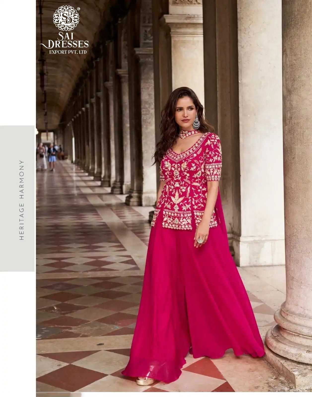 PREMIUM REAL GEORGETTE SILK HEAVY EMBROIDERED TOP WITH FLARED GARARA STYLE BOTTOM – ELEGANT FESTIVE AND PARTY WEAR COLLECTION