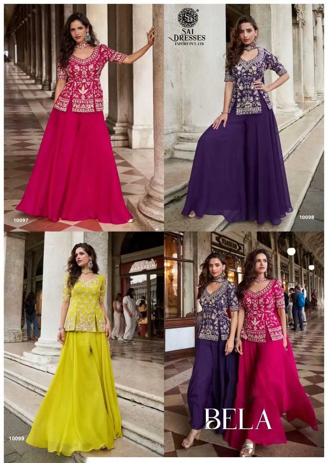 PREMIUM REAL GEORGETTE SILK HEAVY EMBROIDERED TOP WITH FLARED GARARA STYLE BOTTOM – ELEGANT FESTIVE AND PARTY WEAR COLLECTION