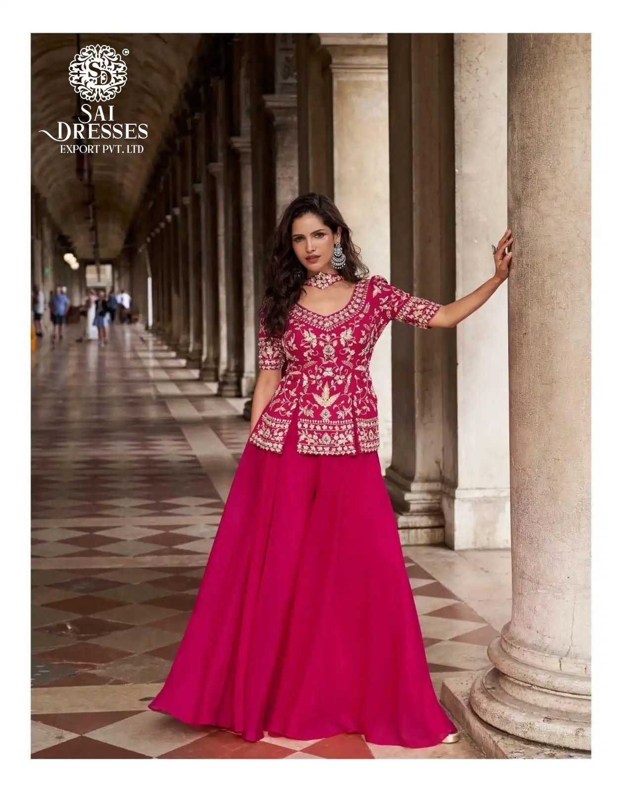 PREMIUM REAL GEORGETTE SILK HEAVY EMBROIDERED TOP WITH FLARED GARARA STYLE BOTTOM – ELEGANT FESTIVE AND PARTY WEAR COLLECTION