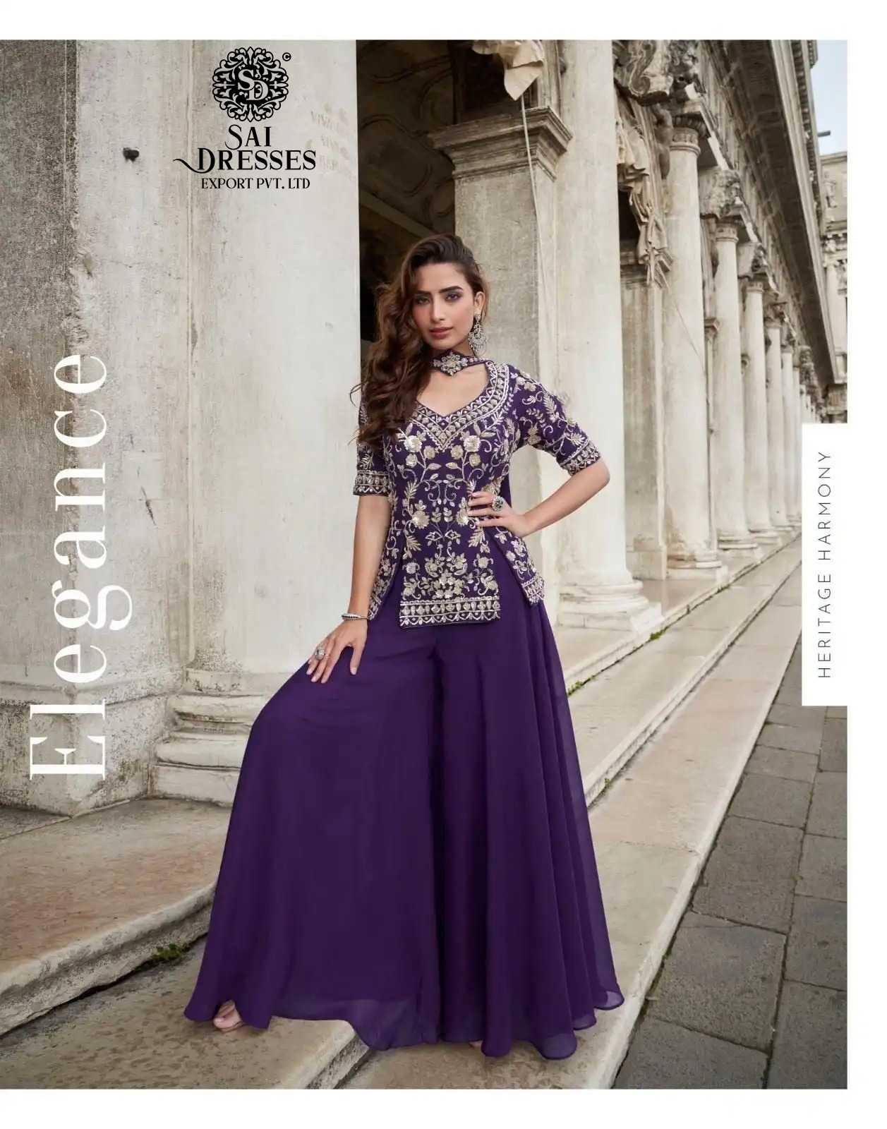 PREMIUM REAL GEORGETTE SILK HEAVY EMBROIDERED TOP WITH FLARED GARARA STYLE BOTTOM – ELEGANT FESTIVE AND PARTY WEAR COLLECTION