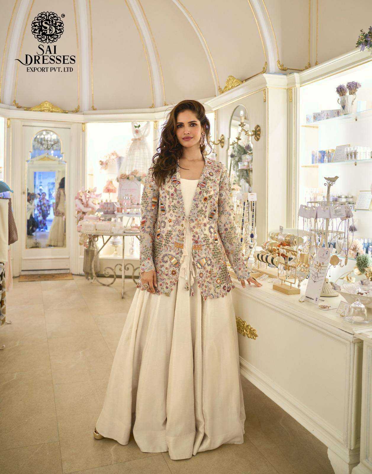 PREMIUM REAL SILK DRESSES WITH HEAVY EMBROIDERED JACKET STYLE DESIGN IN IVORY AND WINE SHADES