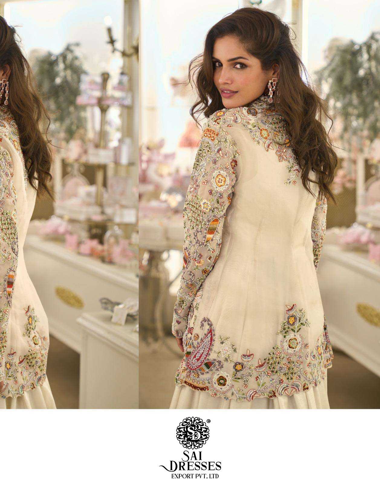 PREMIUM REAL SILK DRESSES WITH HEAVY EMBROIDERED JACKET STYLE DESIGN IN IVORY AND WINE SHADES