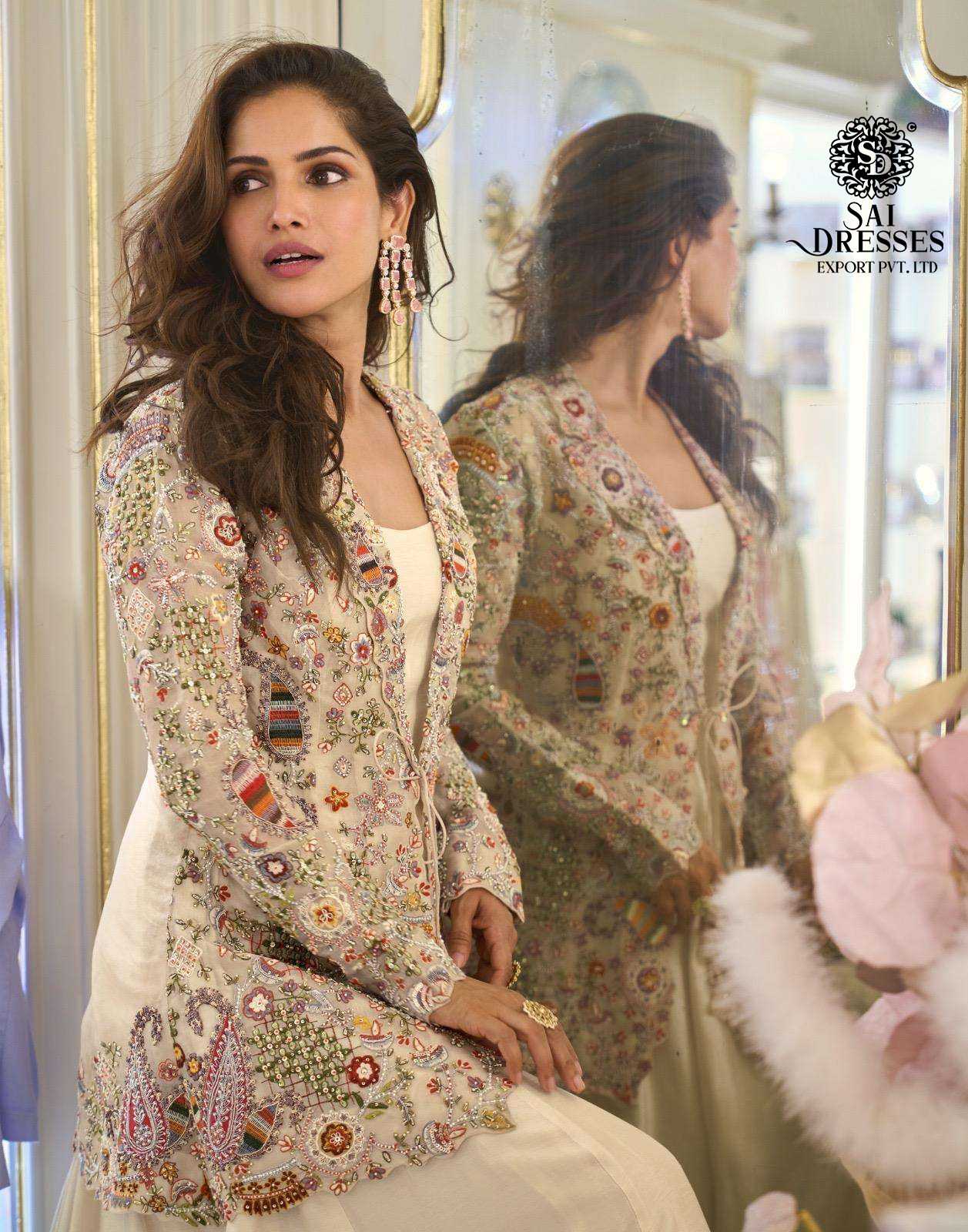 PREMIUM REAL SILK DRESSES WITH HEAVY EMBROIDERED JACKET STYLE DESIGN IN IVORY AND WINE SHADES