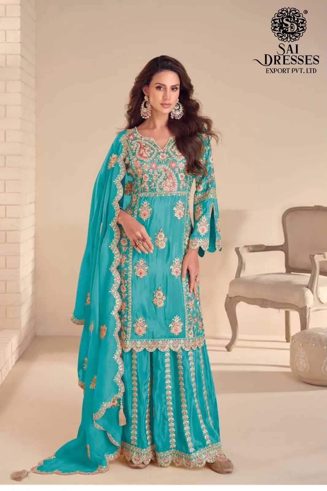 PREMIUM REAL SIMAR HEAVY EMBROIDERY WORK KURTI WITH MATCHING PLAZZO AND DESIGNER DUPATTA – ELEGANT FESTIVE AND PARTY WEAR COLLECTION