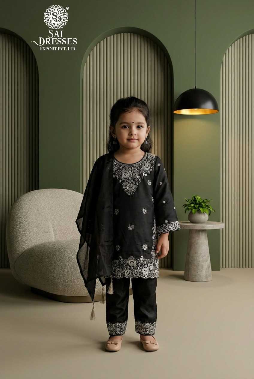 PREMIUM SILK KIDS SUIT WITH HEAVY BEADS & SEQUENCE HANDWORK IN CLASSIC BLACK 