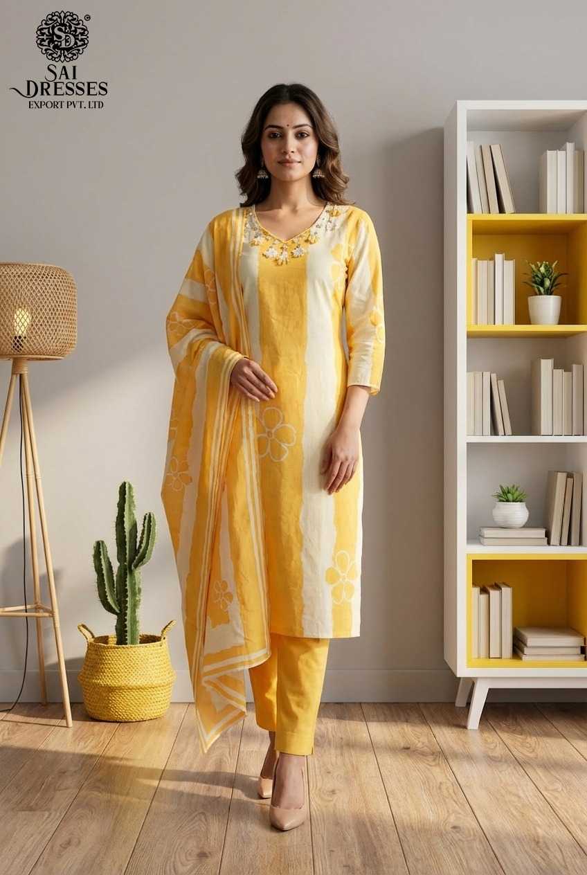 PURE COTTON DIGITAL PRINT MUSTARD YELLOW SET   PREMIUM PURE COTTON LEMON YELLOW KURTI PANT SET WITH ELEGANT HANDWORK AND DIGITAL PRINT 