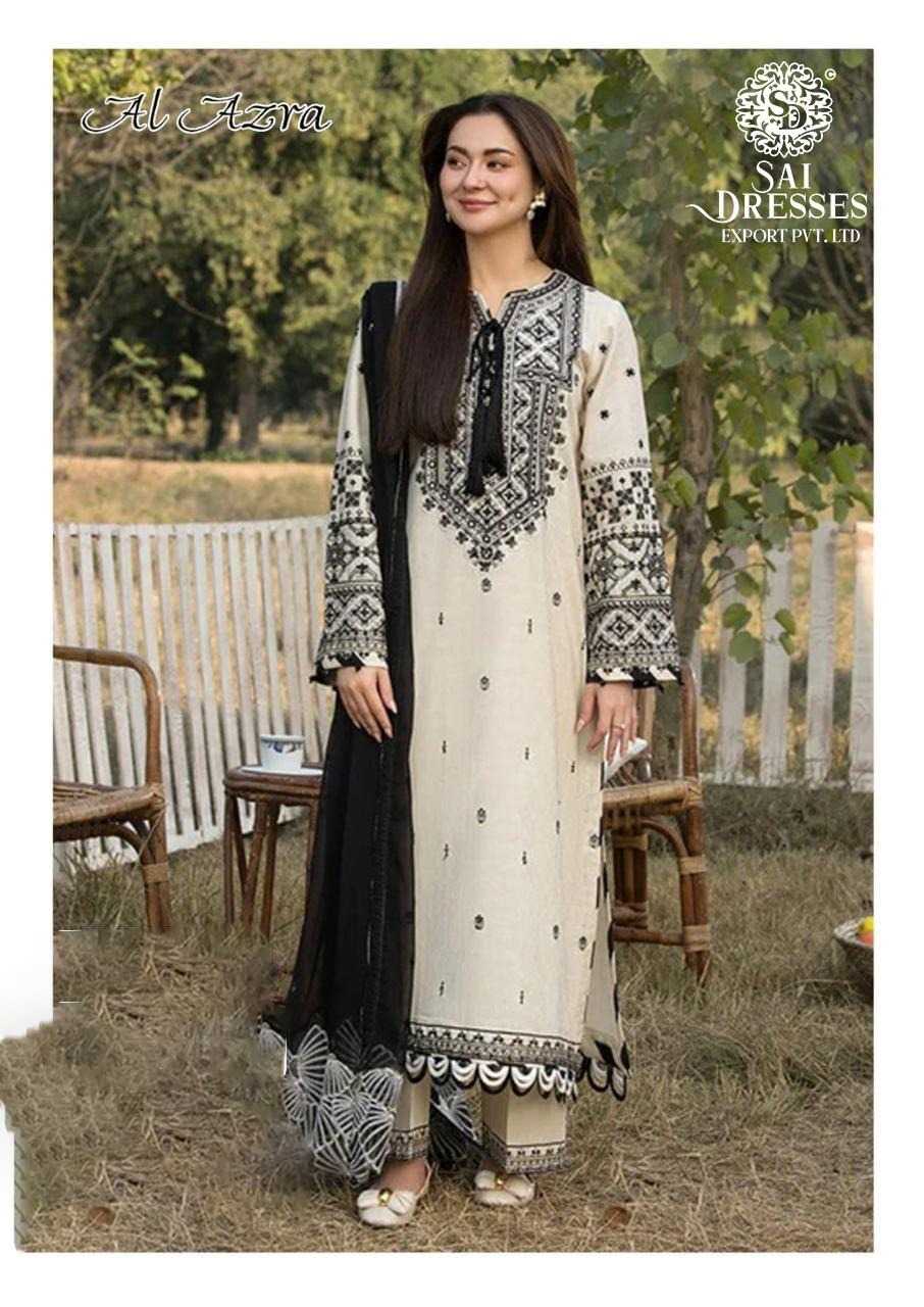 PURE LOW COTTON OFF WHITE & BLACK SUIT WITH PREMIUM DIGITAL PRINT, CONTRAST BLACK DUPATTA AND ELEGANT EVERYDAY WEAR LOOK