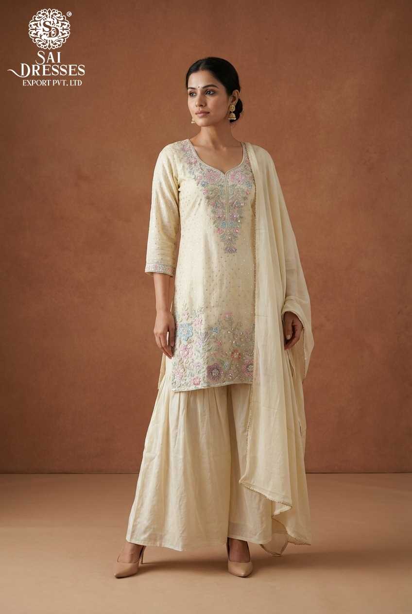 PURE SIMMER HEAVY HANDWORK EMBROIDERED TRADITIONAL KURTA SHARARA SET WITH DUPATTA – ELEGANT FESTIVE & WEDDING WEAR