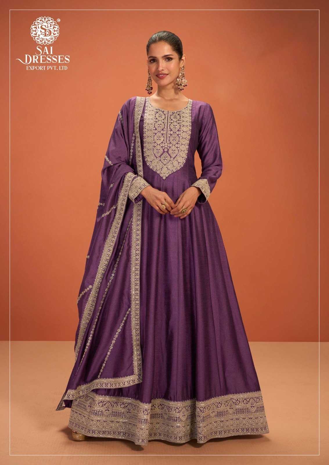 PURPLE PREMIUM SILK DESIGNER ANARKALI SHARARA SET WITH ELEGANT EMBROIDERY AND FLOWY SILHOUETTE – LUXURY FESTIVE & PARTY WEAR