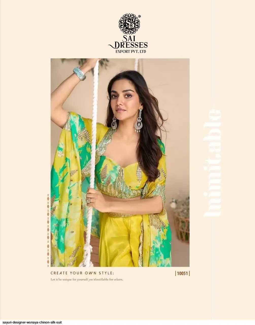 REAL PREMIUM CHINON SILK DESIGNER INDO WESTERN COLLECTION WITH FLORAL PRINT AND ELEGANT EMBROIDERY