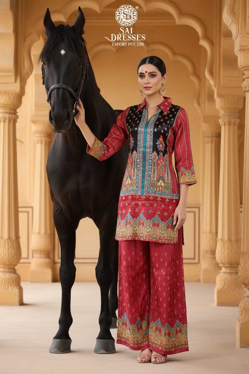 ROYAL MAROON CHINON HAND WORK KURTI PANT SET WITH HEAVY TRADITIONAL DESIGN