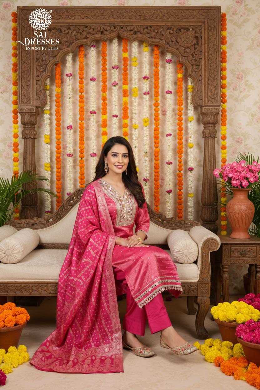 SHIMMER JACQUARD RANI SUIT WITH LUXURIOUS HEAVY SEQUENCE EMBELLISHMENT, RICH JACQUARD TEXTURE AND GRAND FESTIVE APPEAL