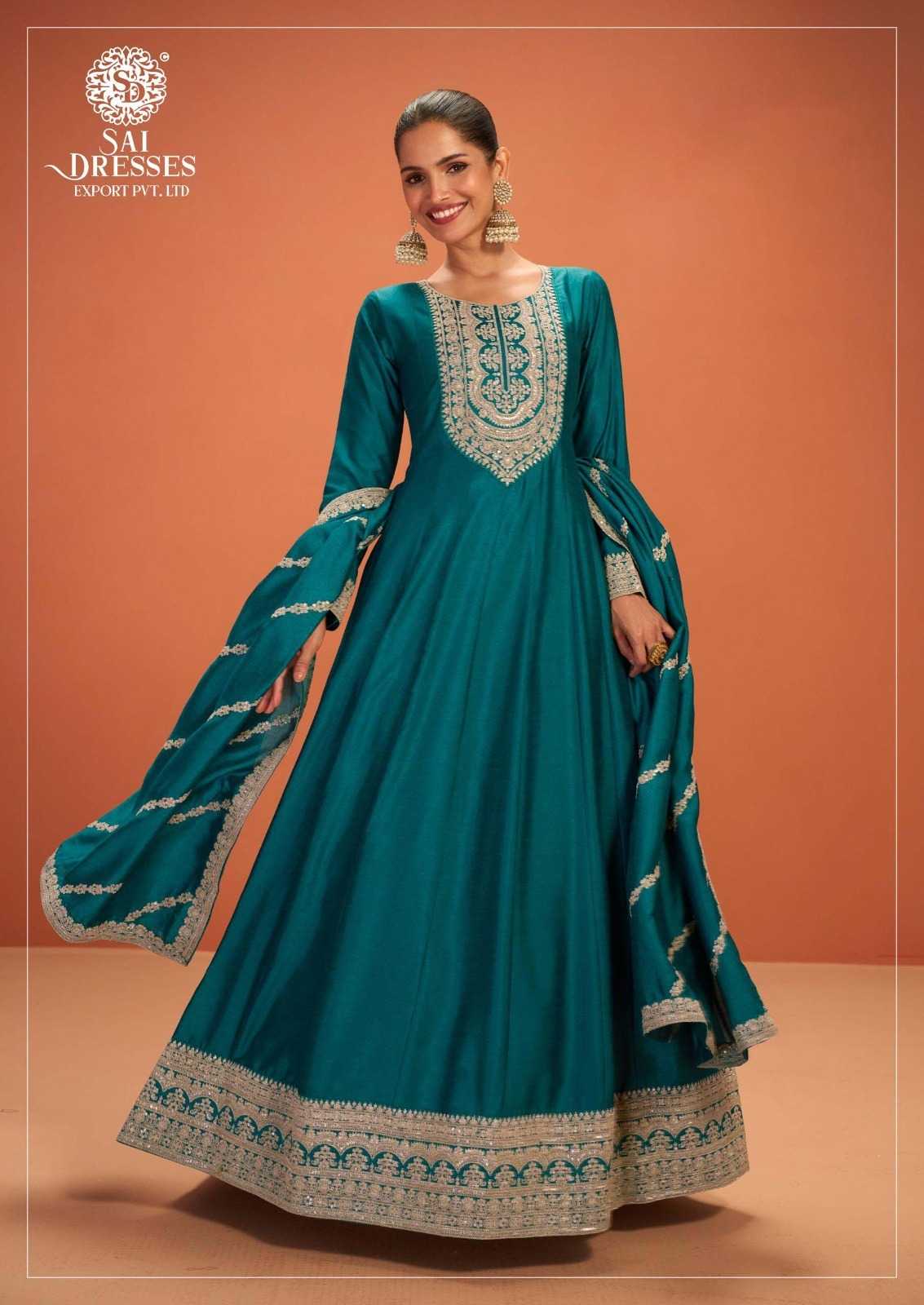 TEAL BLUE PREMIUM SILK DESIGNER ANARKALI SHARARA SET WITH ELEGANT EMBROIDERY AND FLOWY SILHOUETTE – LUXURY FESTIVE & PARTY WEAR