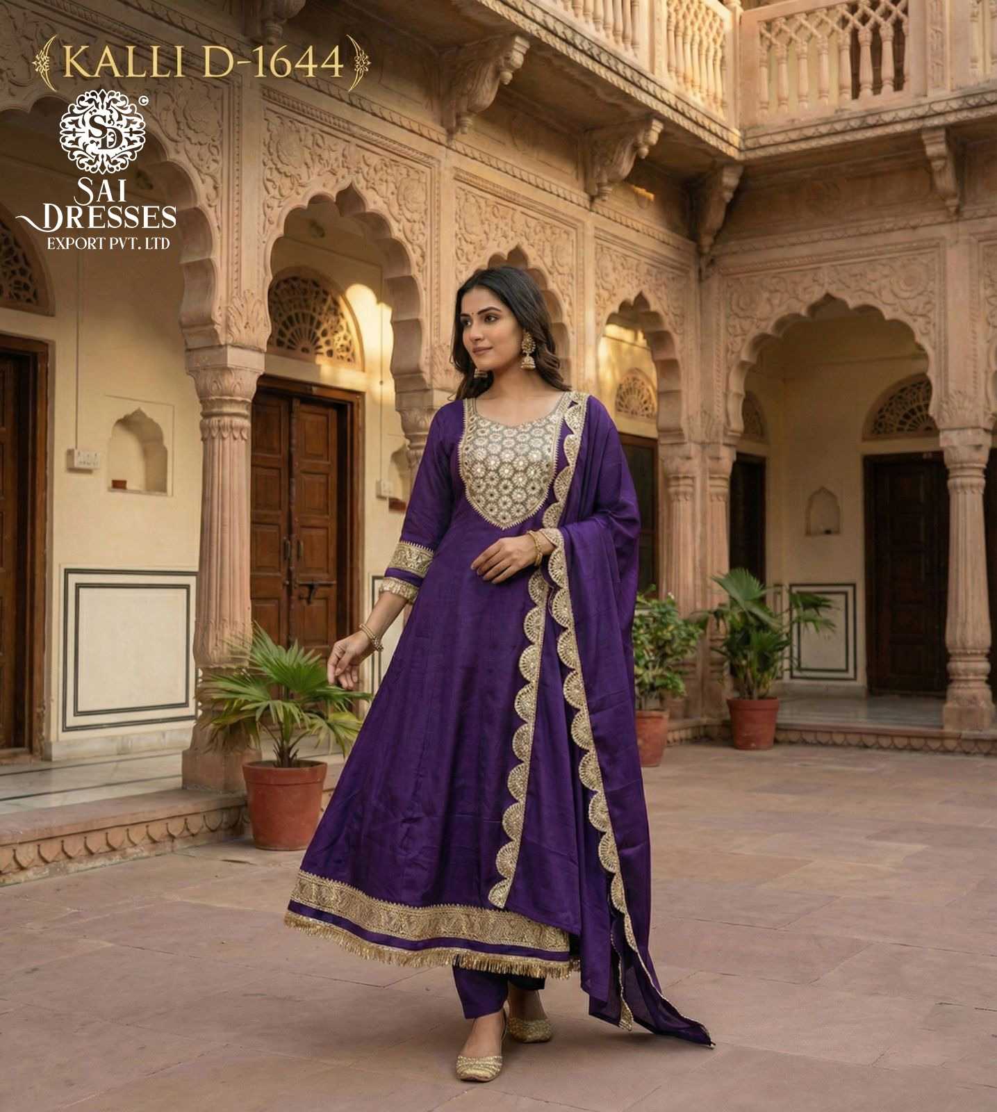 DARK VIOLET CHINON SILK HEAVY HAND WORK EMBROIDERED SUIT SET WITH DUPATTA – PREMIUM FESTIVE & WEDDING WEAR COLLECTION