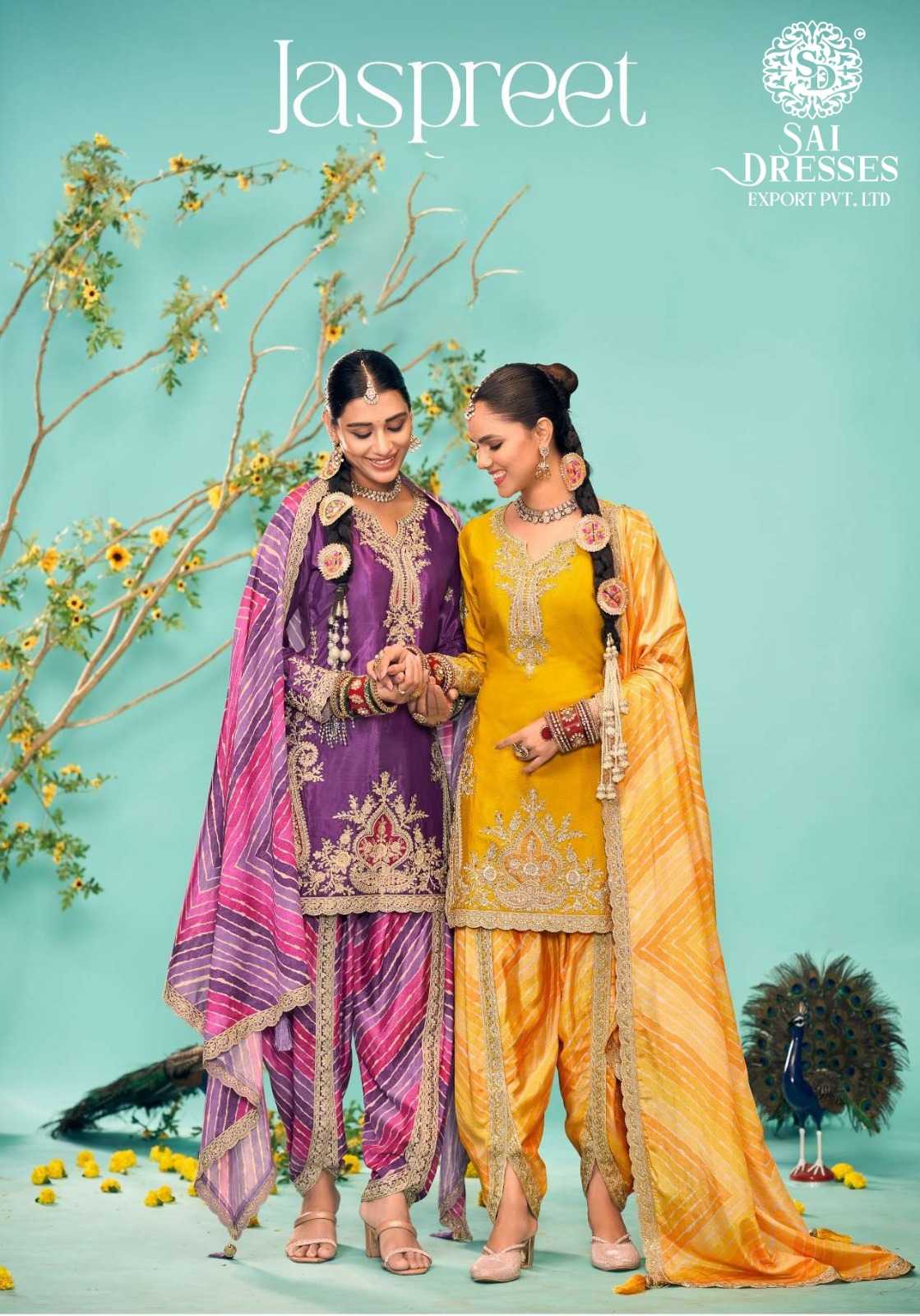 DESIGNER HEAVY CHINON SILK LADIES SUIT WITH RICH FRONT & BACK EMBROIDERY WORK