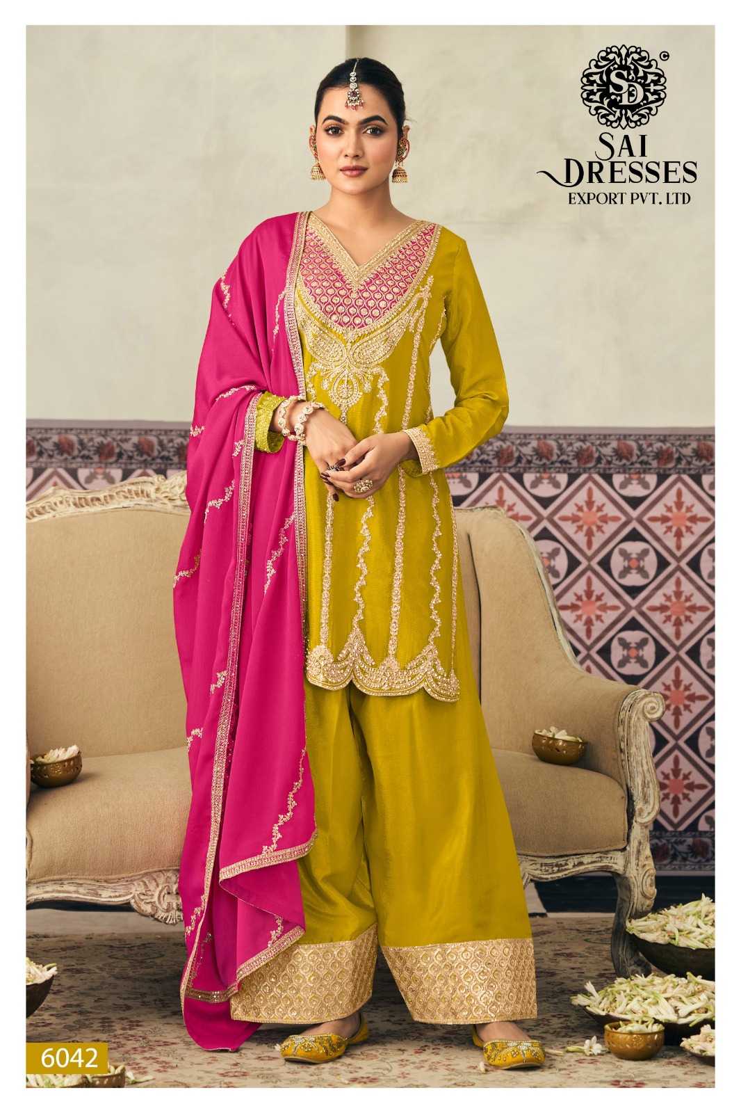 EXCLUSIVE DESIGNER FARSI SALWAR SUIT CHINON FABRIC WITH HEAVY EMBROIDERY AND ZARKAN DETAILING – WEDDING SPECIAL COLOURS