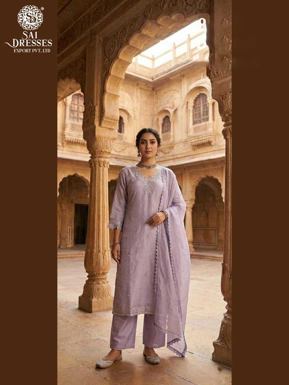 PASTEL LILAC CRUNCHY FABRIC HAND WORK DESIGNER LADIES SUIT WITH DUPATTA