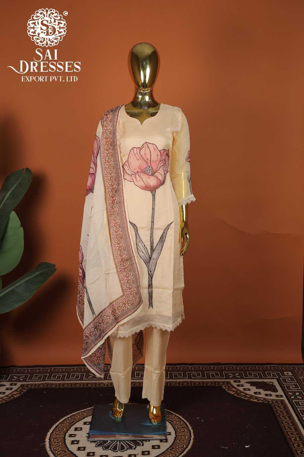 PREMIUM PURE SOFT ORGANZA OFF WHITE DESIGNER SET WITH INTRICATE HEAVY HAND EMBROIDERY WORK