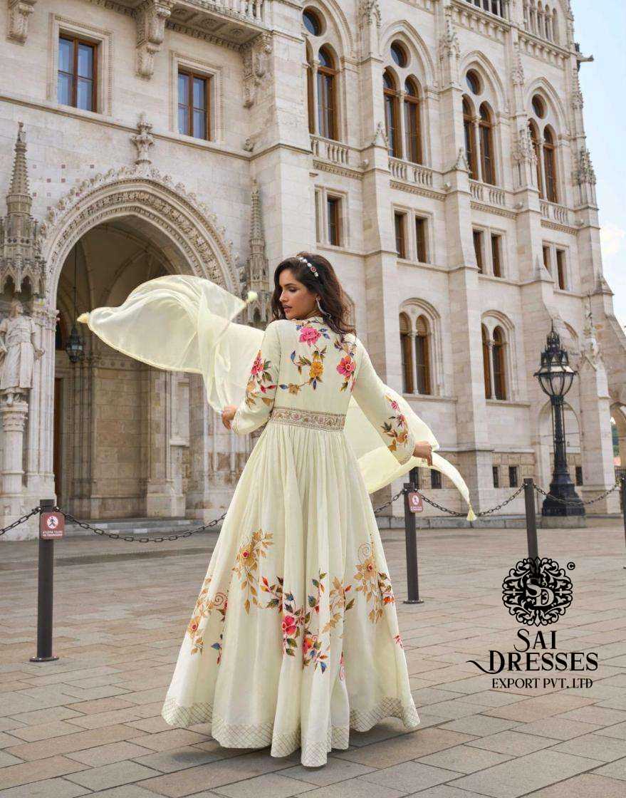 PREMIUM REAL CHINON & CRUSH SILK HEAVY HANDWORK EMBROIDERED ANARKALI SUIT SET