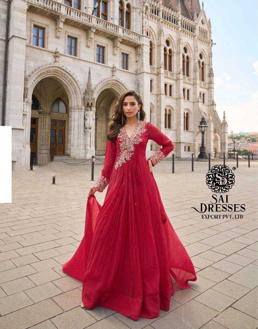 PREMIUM REAL CHINON & CRUSH SILK HEAVY HANDWORK EMBROIDERED ANARKALI SUIT SET