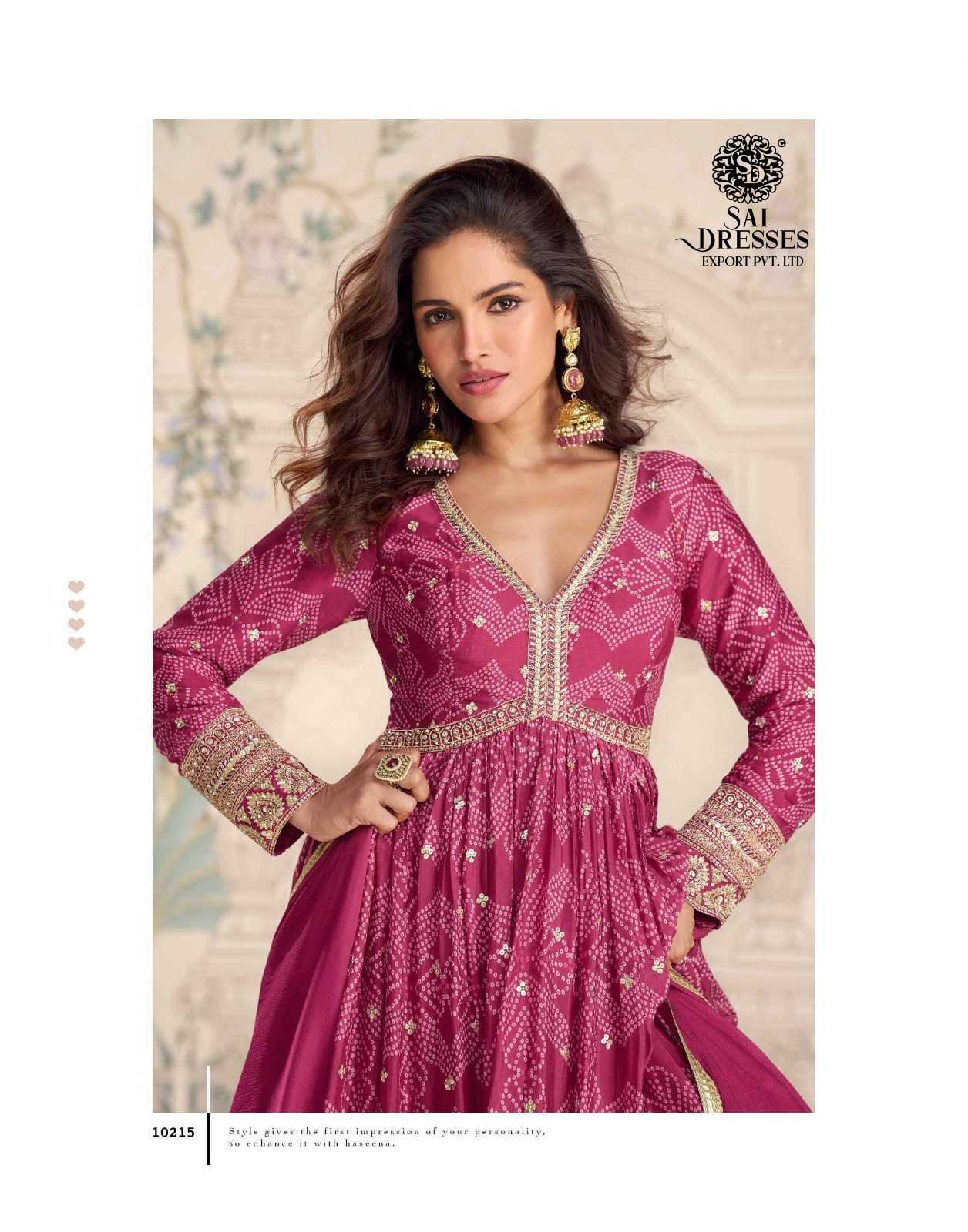 PREMIUM REAL CHINON SILK BANDHANI PRINT HEAVY HANDWORK ANARKALI SUIT SET