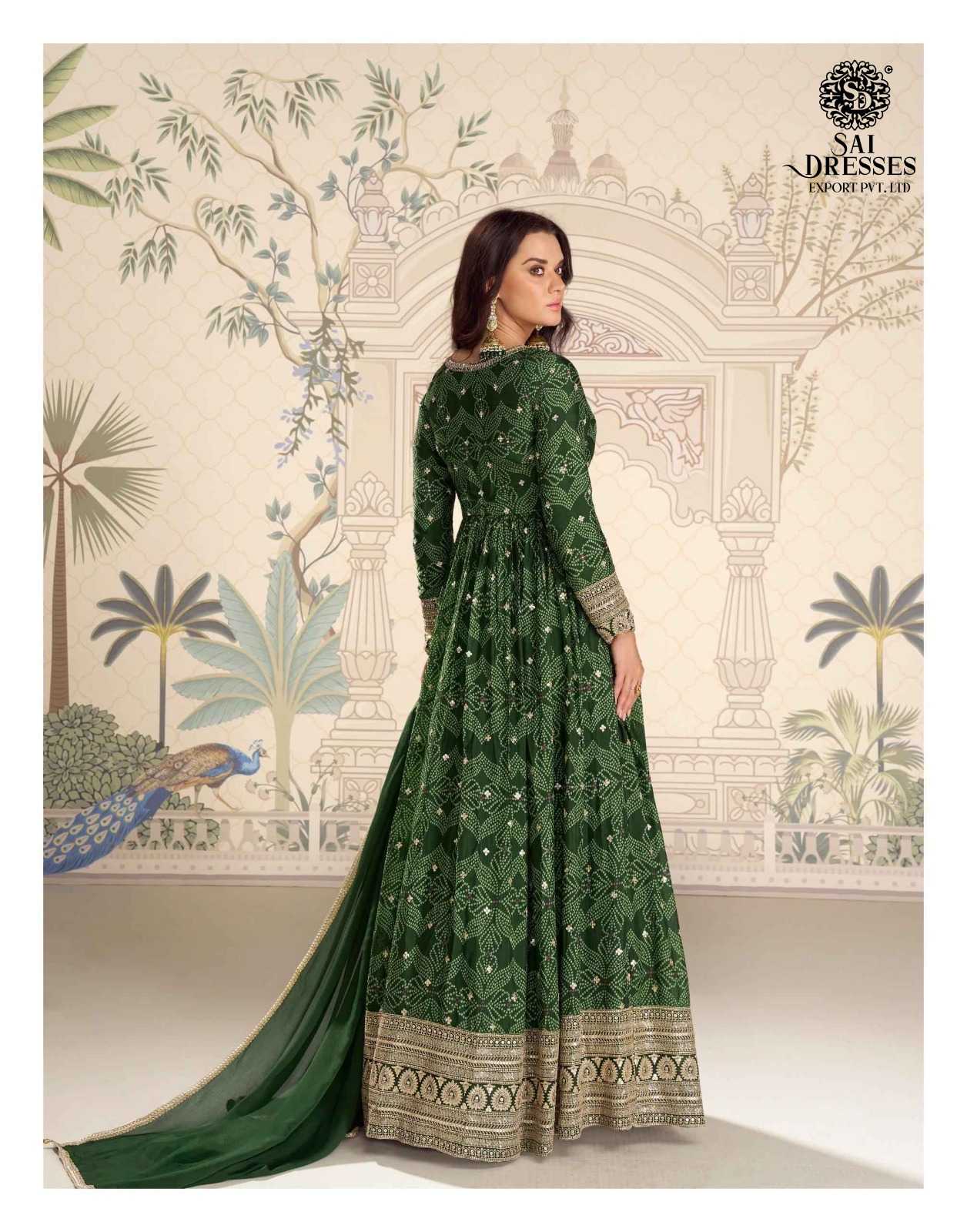 PREMIUM REAL CHINON SILK BANDHANI PRINT HEAVY HANDWORK ANARKALI SUIT SET