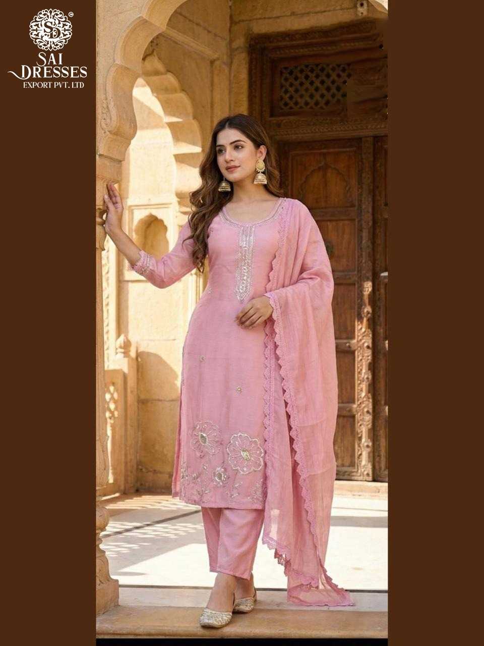 PREMIUM SOFT PINK CRUNCHY HANDWORK WOMEN WEAR SUIT SET