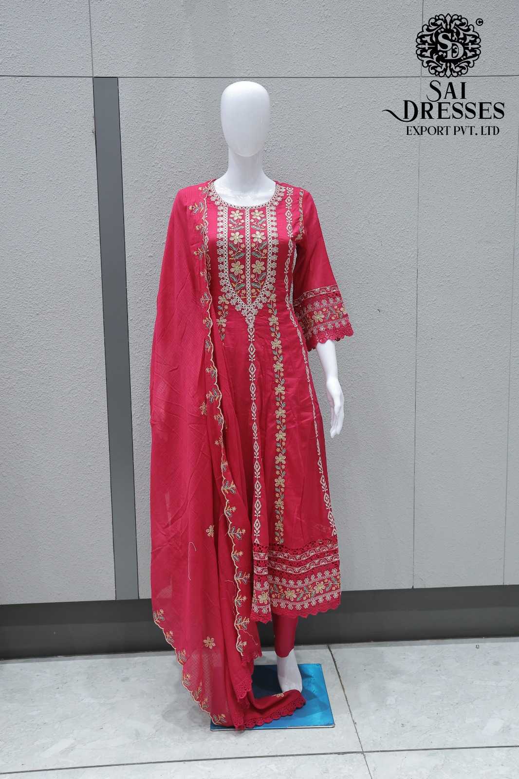 PURE MAL COTTON HEAVY EMBROIDERY WORK SUIT WITH DUPATTA – RANI PINK COLOUR