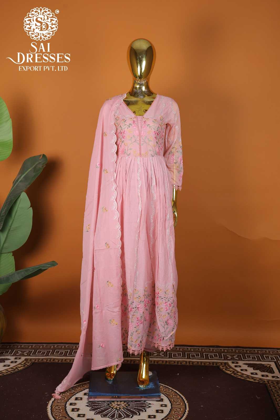 PURE MAL COTTON SALWAR SUIT WITH HEAVY FLORAL EMBROIDERY WORK – BABY PINK SHADE