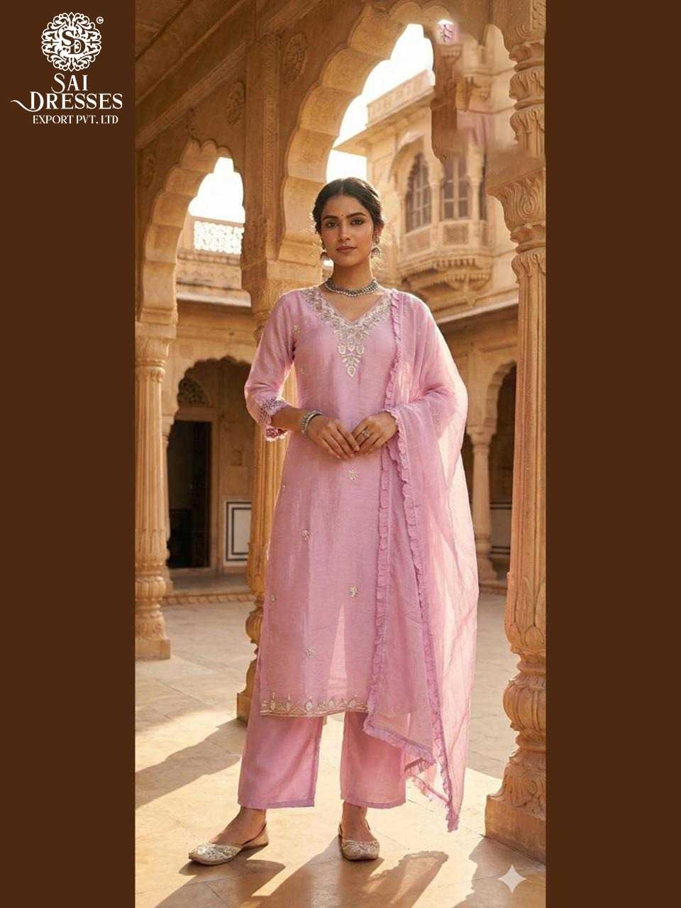 ROSE PINK CRUNCHY FABRIC HAND EMBROIDERED LADIES SUIT SET WITH ELEGANT DUPATTA