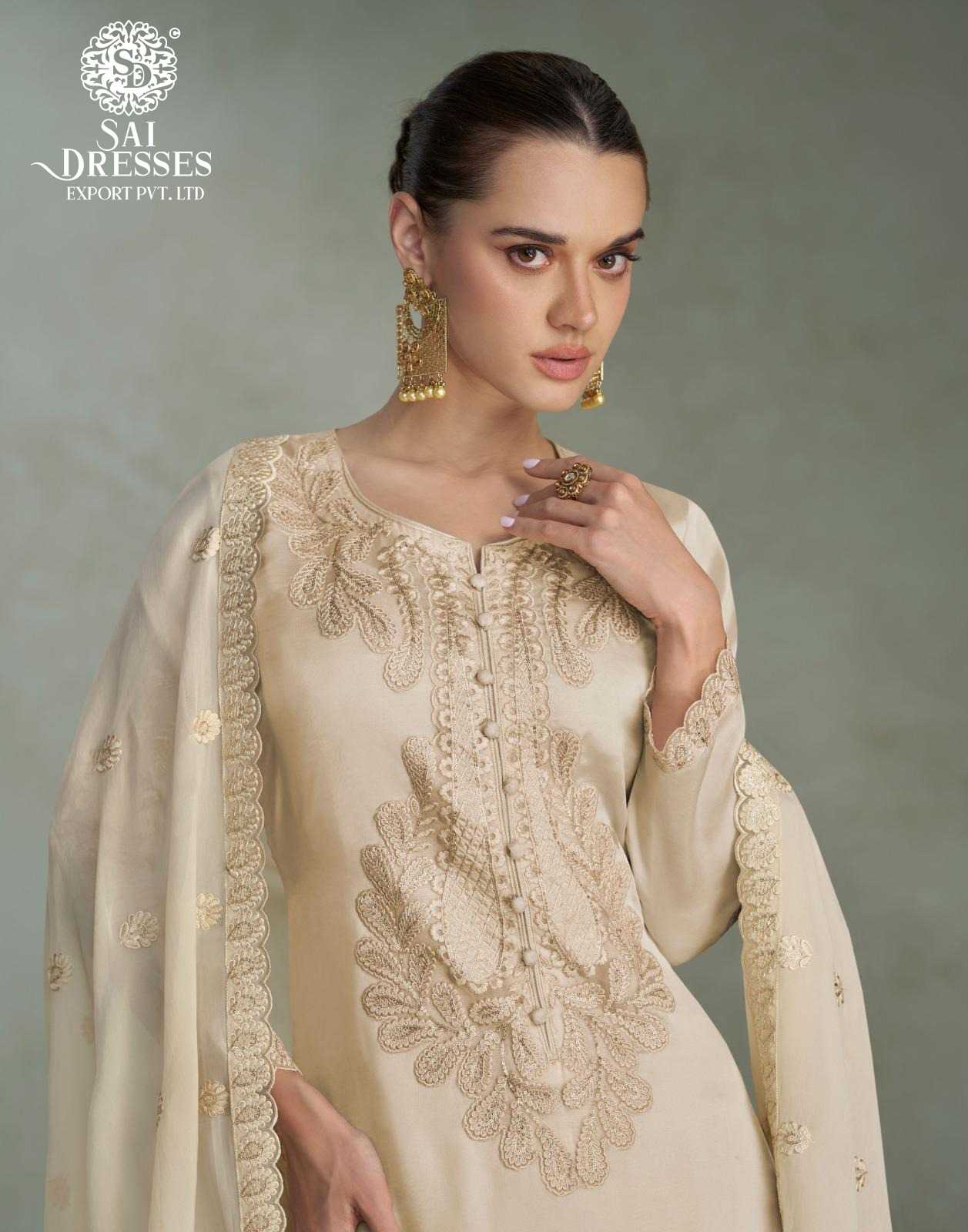 ROYAL ETHNIC WEAR COLLECTION IN PURE REAL CHINON SILK FABRIC IN BRIGE AND BLACK