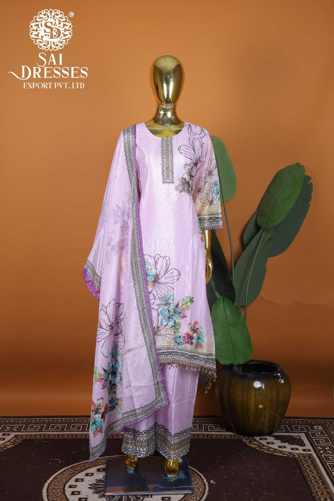 CHINON WITH HAND WORK PREMIUM DESIGNER FLORAL PRINT SUIT SET WITH ELEGANT DUPATTA AND MATCHING PALAZZO – STYLISH PARTY WEAR COLLECTION