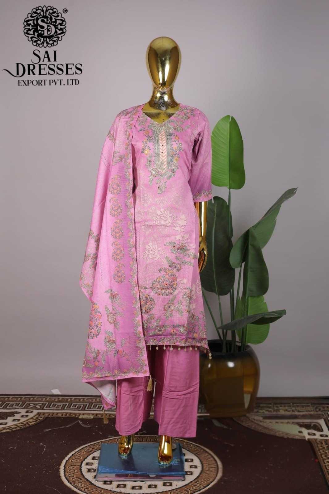 DESIGNER PINK SHIMMER SUIT SET WITH HEAVY FRONT WORK AND STATEMENT DUPATTA