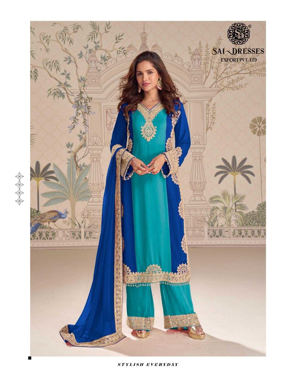 DESIGNER REAL GEORGETTE PARTY WEAR SUIT WITH RICH ZARI EMBROIDERY